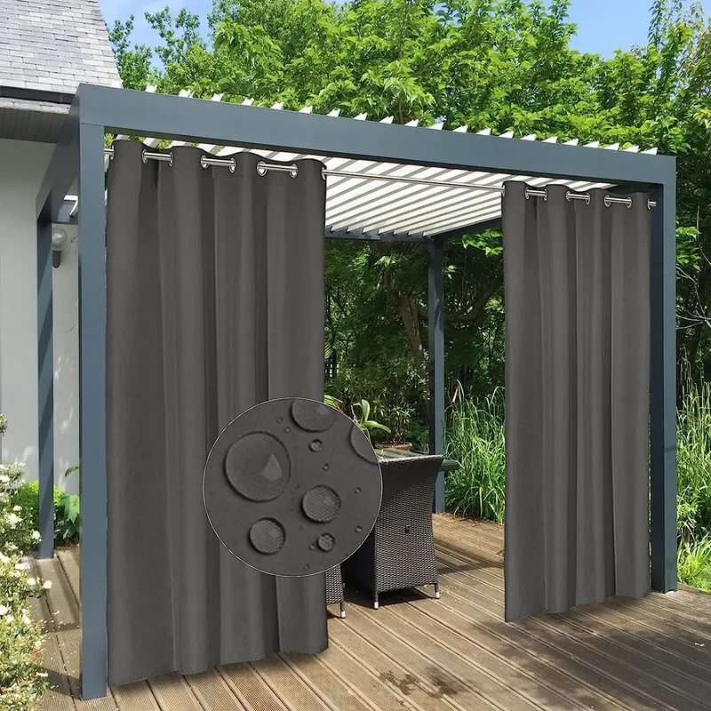 Rideau Extérieur Imperméable Gris Foncé