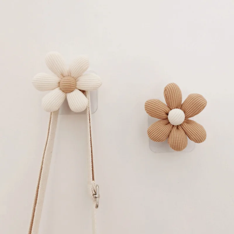 Wooden Flower Wall Hook with Adhesive Backing
