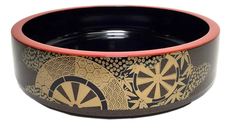 Sushi Fuji-Style Serving Tub Nashiji Goshoguruma 22cm x 5.5cm