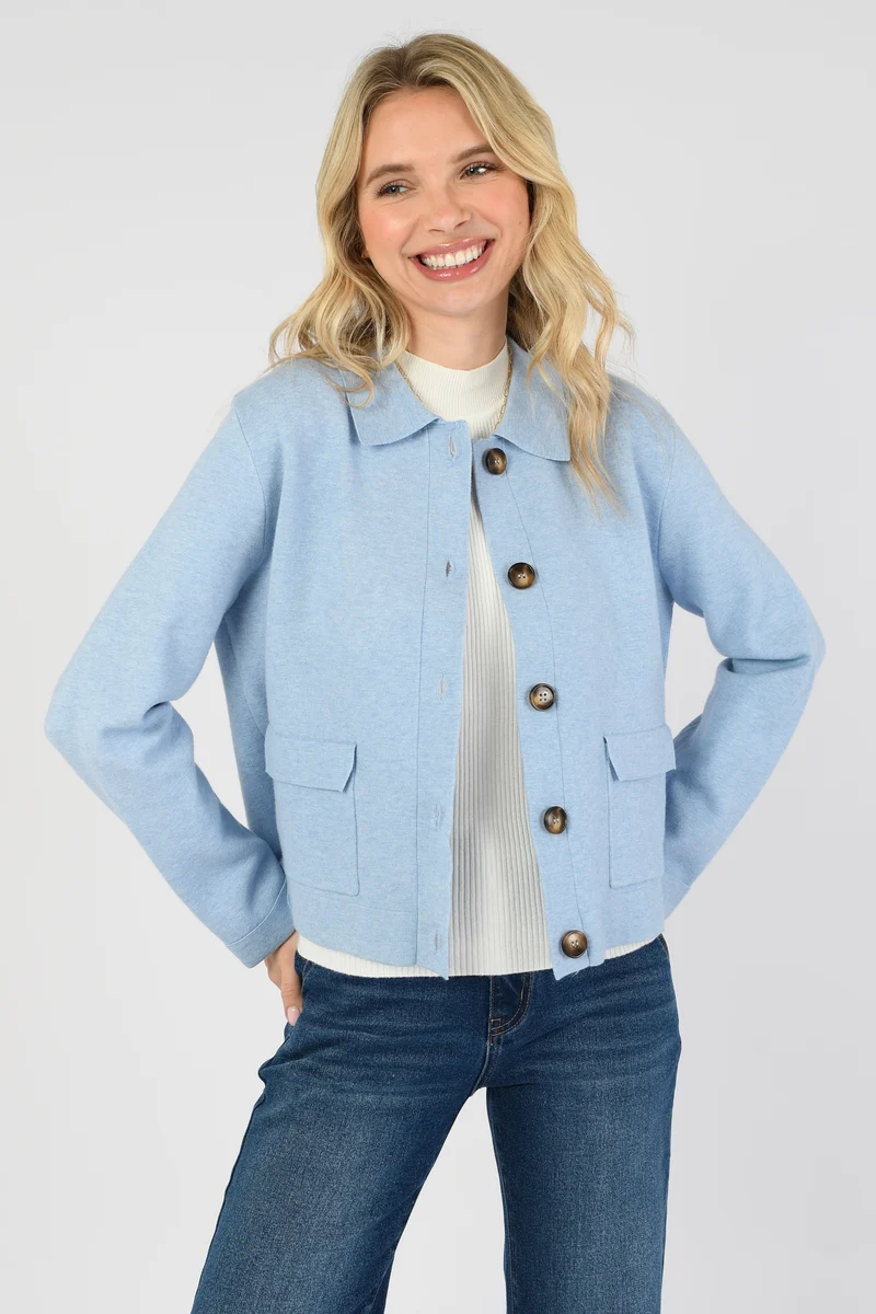 Damen Strickjacke mit Kragen | Weiche Strickjacke mit Knopfleiste & Fronttaschen | Elegante Cardigan
