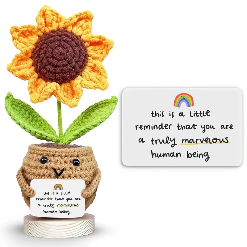 Hand-Crocheted Sunflower in Decorative Pot