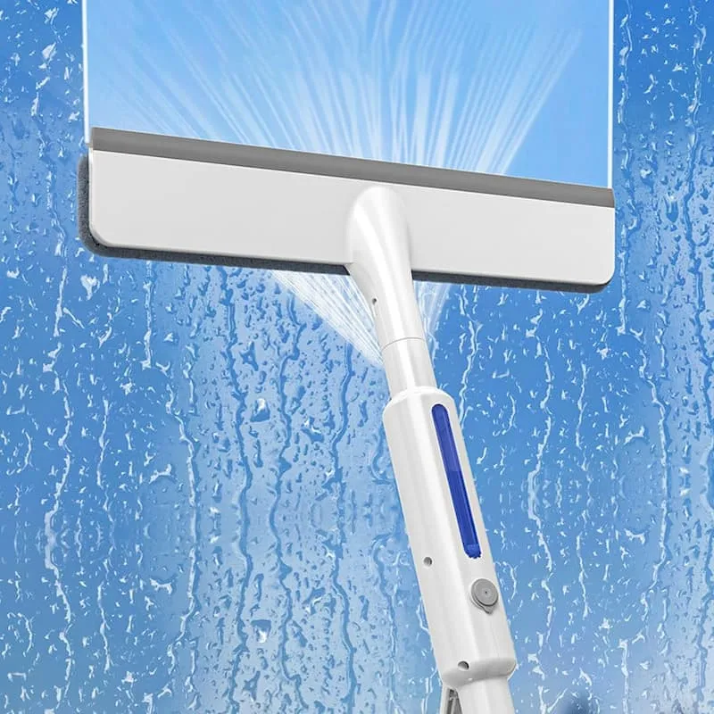 3-in-1 Fensterreiniger mit Sprühfunktion & Abzieher | Teleskop-Fensterwischer mit Mikrofaserpad | Streifenfreie Reinigung