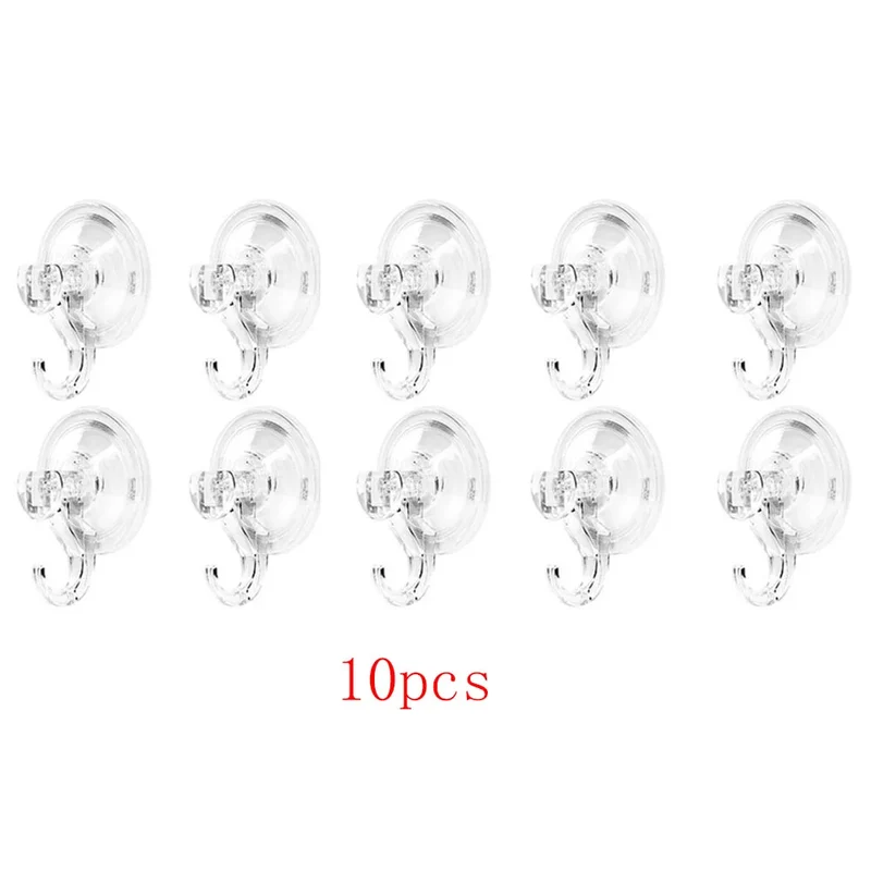 Heavy Duty Clear Suction Cup Hooks (10-Pack)