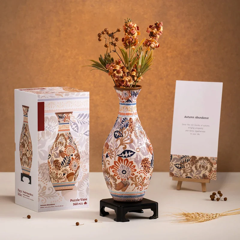 3D Puzzelvaas Zelfbouw – Creatief Decoratiestuk met 160 Puzzelstukjes – Unieke Vaas voor Bloemen – Doe-het-zelf Interieurobject – Inclusief Waterbeker en Standaard | Sansoti