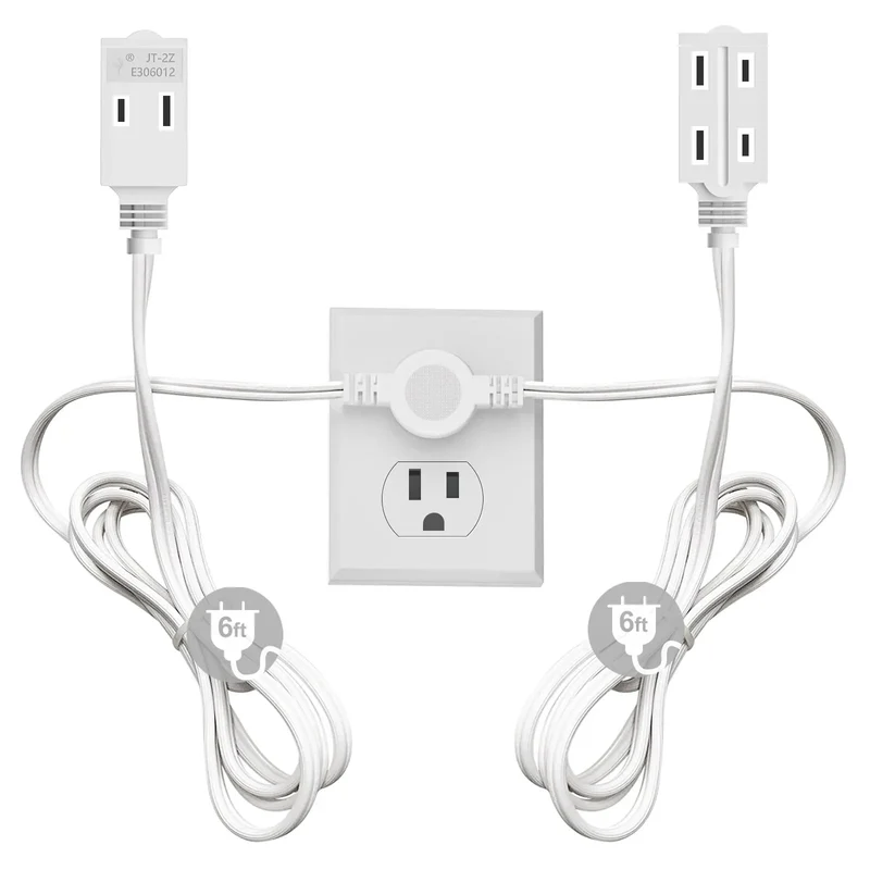 12-Foot Twin Extension Cord with 6 Outlets
