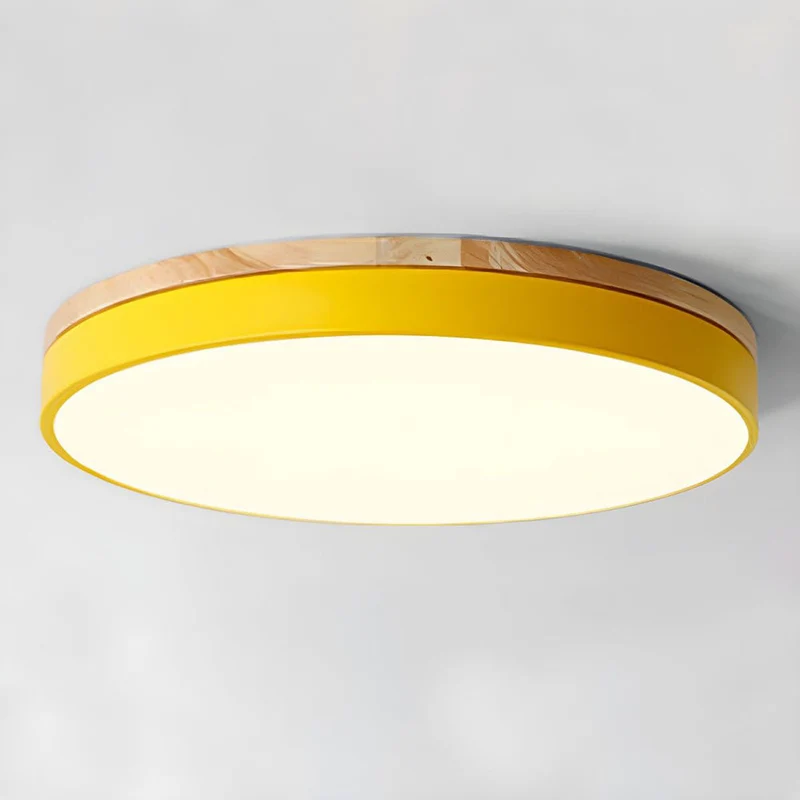 Ronde Plafondlamp met LED en Natuurlijk Hout — Scandinavisch Design met Dimfunctie | Sansoti