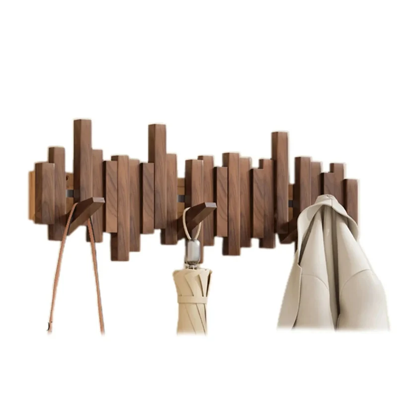 Pianotoetsen Kapstok Walnoot/Beuken Hout – Wandkapstok met Inklapbare Haken 3/4/6/8 Haken | Sansoti