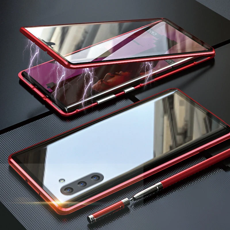 Magnetische Telefoonhoes Gehard Glas Dubbelzijdig voor Samsung | Volledige Bescherming Metalen Frame | Sansoti
