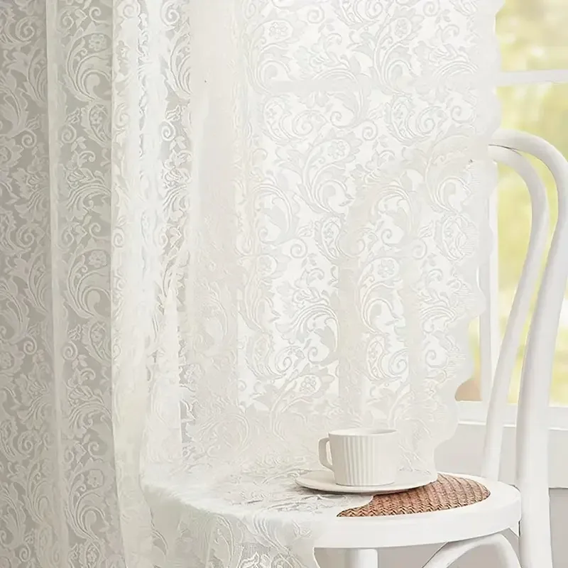 Voilage Blanc Motifs Elegant