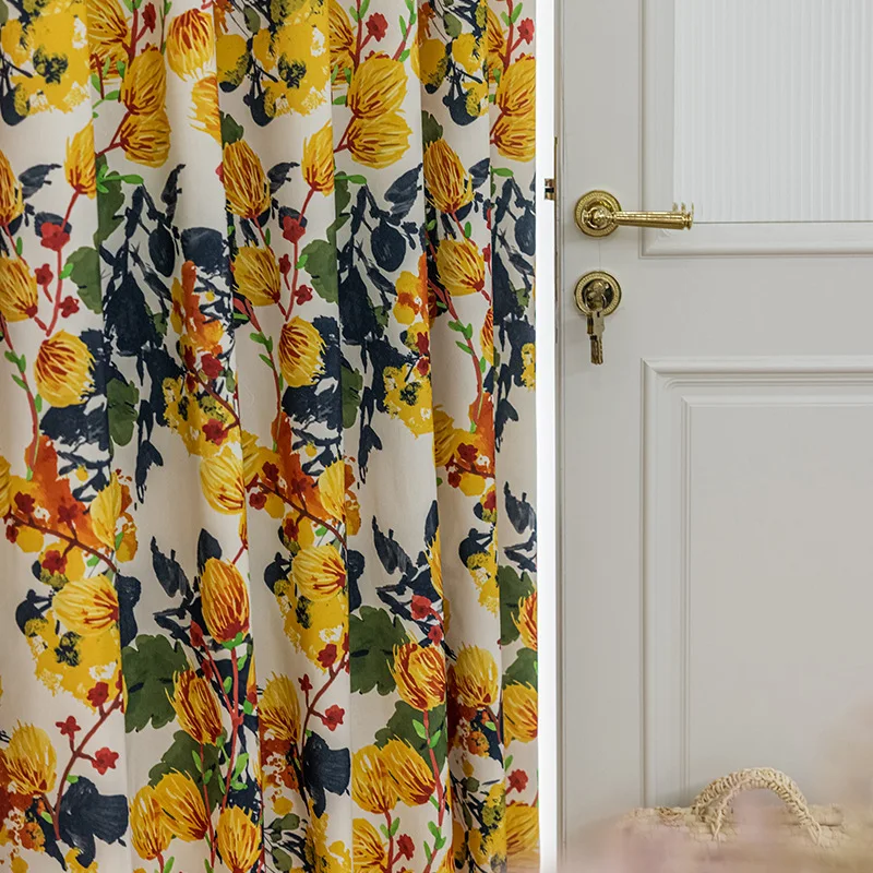 Rideau motifs Floraux Jaune