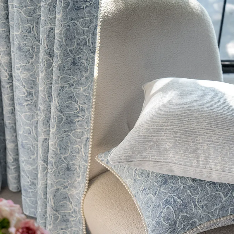 Rideau Bleu Luxe Motifs