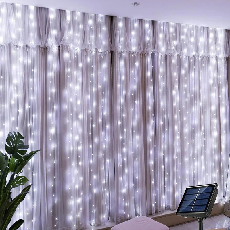 Solar LED Copper Wire Curtain Lights