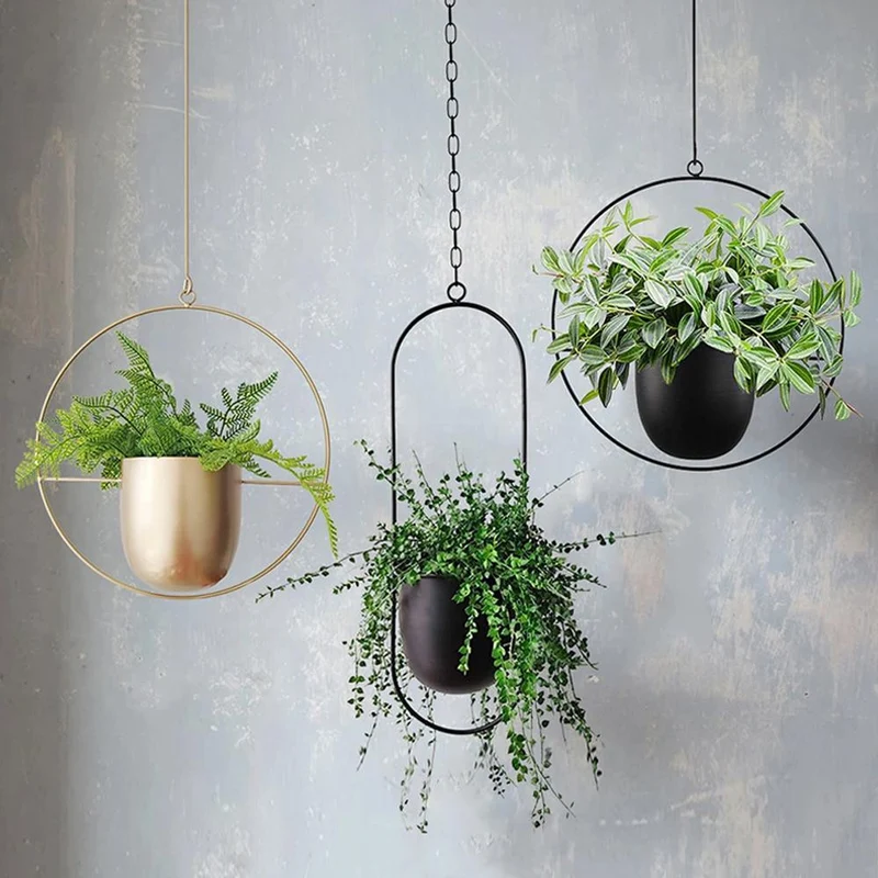 Wandplantenhouder met Minimalistisch IJzeren Frame voor Hangplanten | Sansoti