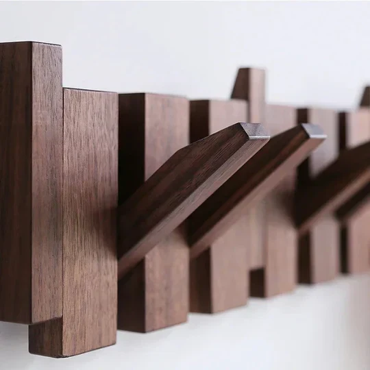 Porte-Manteau Mural en Bois - Design Style Piano | Élégance Moderne