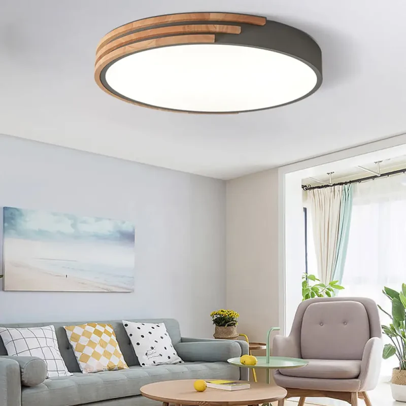 Ronde Plafondlamp Hout & Acryl – Scandinavische Stijl 40cm | Sansoti