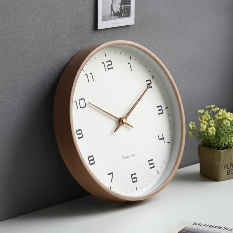 Scandinavische Houten Wandklok – Fluisterstil Uurwerk · Minimalistische Klok · Natuurlijke Accenten voor Woonkamer, Slaapkamer, Werkkamer · Stijlvolle Tijdregistratie · Strak Design | Sansoti