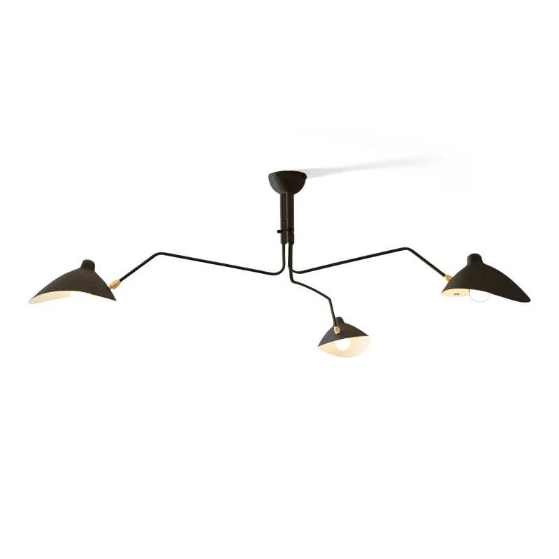Verstelbare Spinlamp Multi-Arm Plafondlamp Industriële Design Messing Details Zwart Wit Scandinavisch Modern | Sansoti