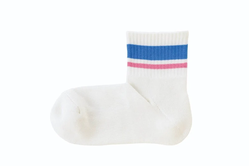 LAWSON x MUJI collaboration short socks line blue pink border