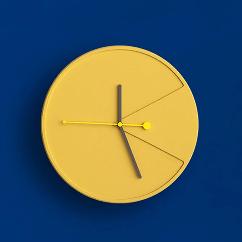 Horloge Murale 3D - Ciment Jaune - Design Moderne