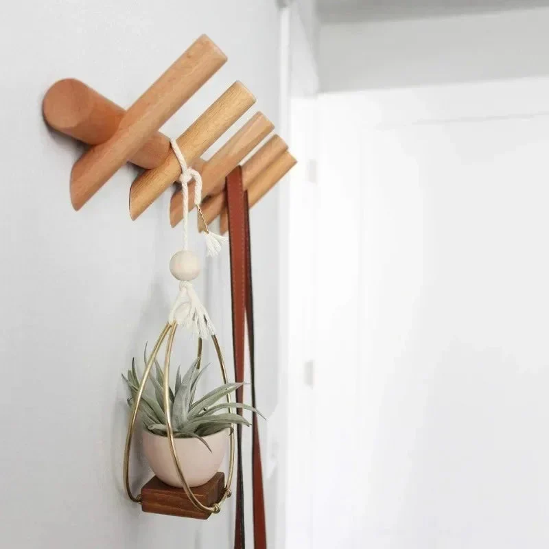 Kapstok Wand Eikenhout Minimalistisch 4 5 Haken Hal Garderobe Modern Scandinavisch | Sansoti