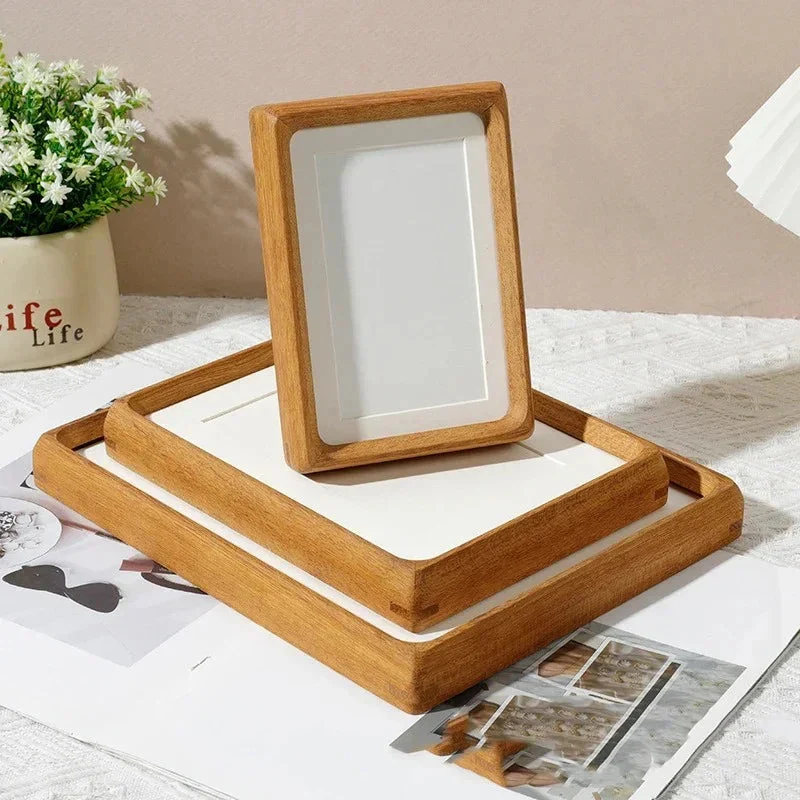 Walnoot Fotolijst Massief Hout Afgeronde Hoeken 10x15 tot A4 Acrylglas Dressoir Bureau Wand | Sansoti