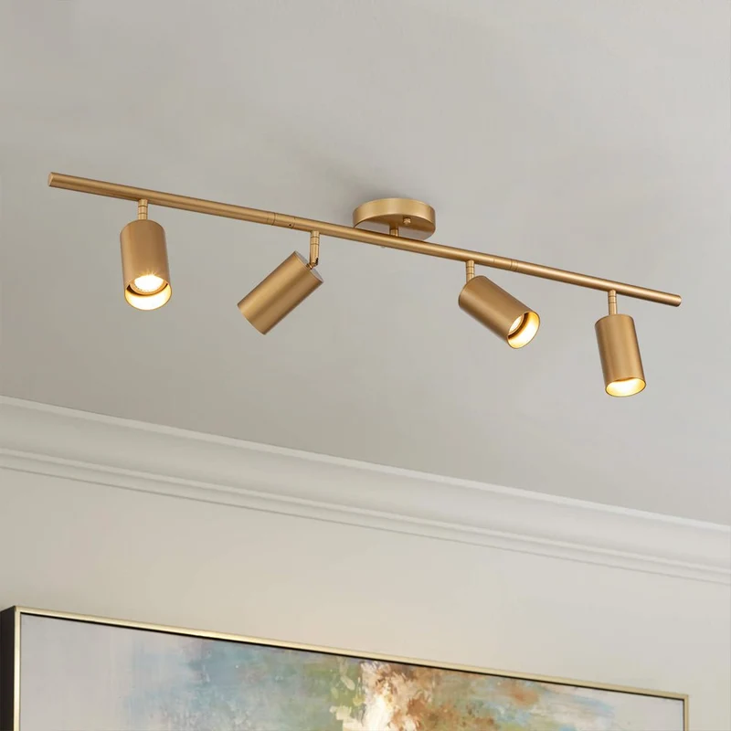 Opbouwspot 4 Lichts Goud 100cm Verstelbaar GU10 Keuken Slaapkamer Railverlichting Plafondspot Lineair Woonkamer Badkamer | Sansoti