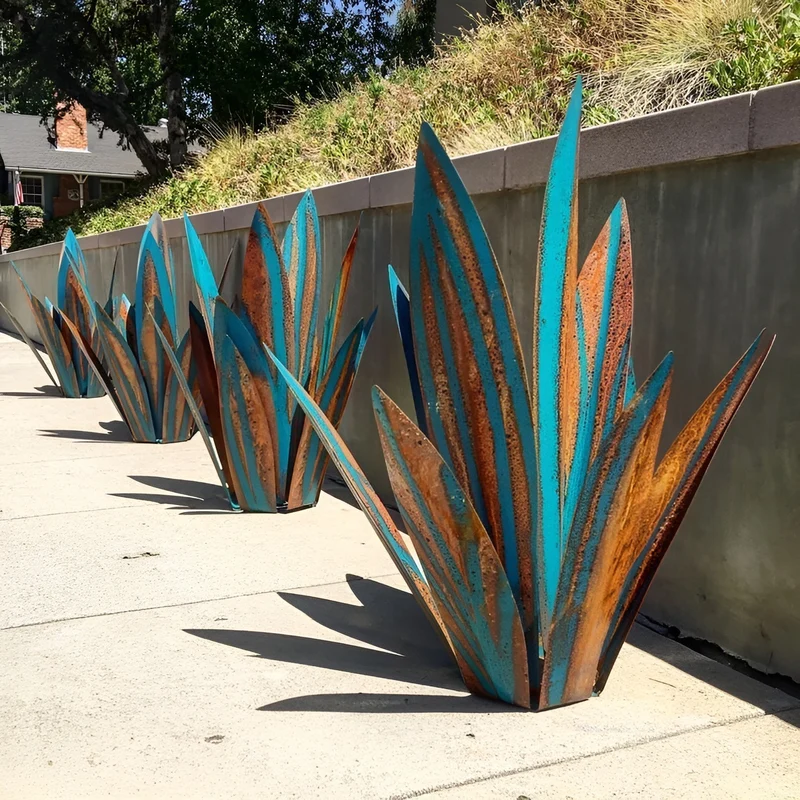 Metalen agave tuinbeeld van roestvrij staal voor tuin, terras en interieurdecoratie | Sansoti
