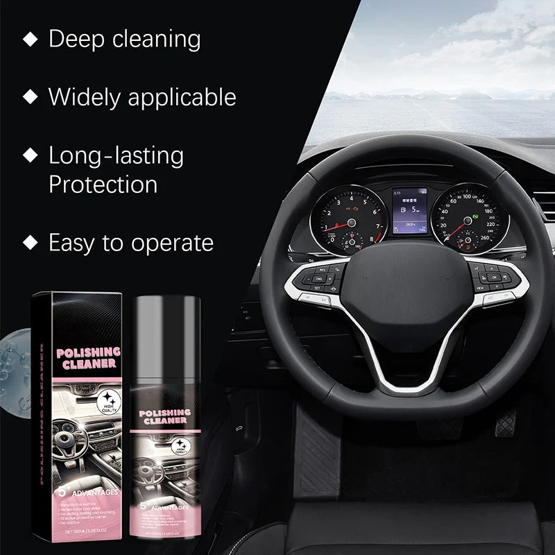 Auto Innenraumreiniger Spray 100 ml | Entfernt Flecken, Fett & Staub | Glanzfinish mit Schutzfilm | Für Armaturenbrett, Kunststoff & Verkleidungen
