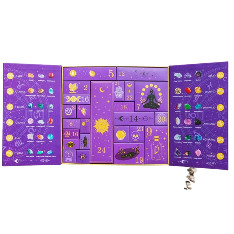CrystalNight™ Halloween Countdown Box | 31 Magische Nächte | Edelstein-Adventskalender & Mystic-Dekofigur