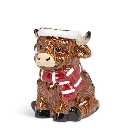 Vase décoratif vache Highland de Noël