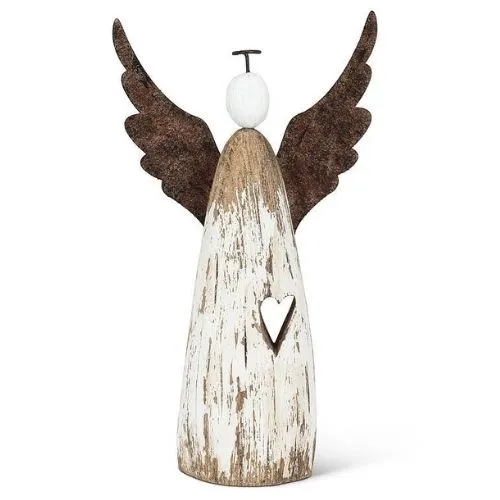 Figurine ange rustique en bois