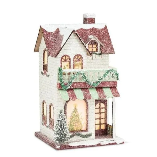 Maison lumineuse décorative blanche et rouge