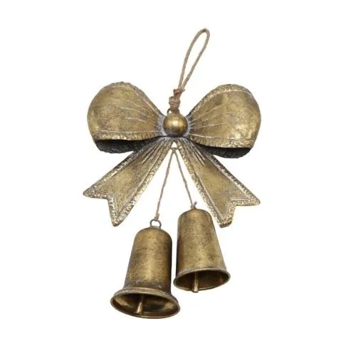 Nœud décoratif en métal doré antique avec clochettes