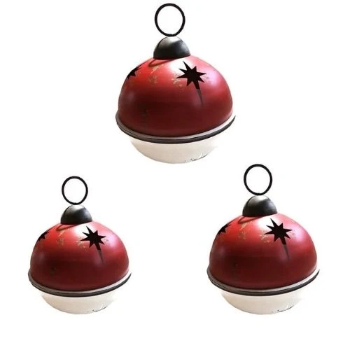 Cloche décorative en métal rouge et blanc