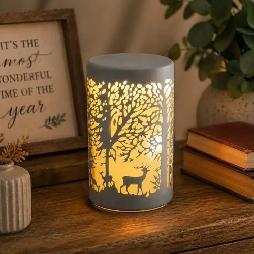 Lampe DEL décorative avec rennes en forêt