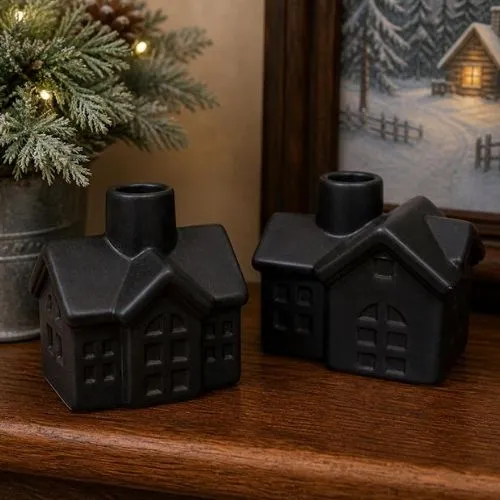 Maison décorative en céramique noire