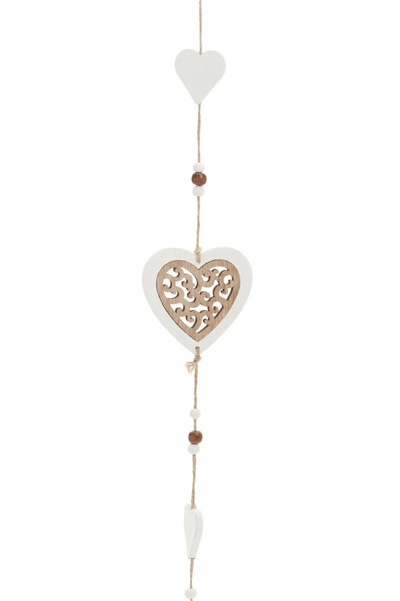 Guirlande de coeurs blanc et naturel