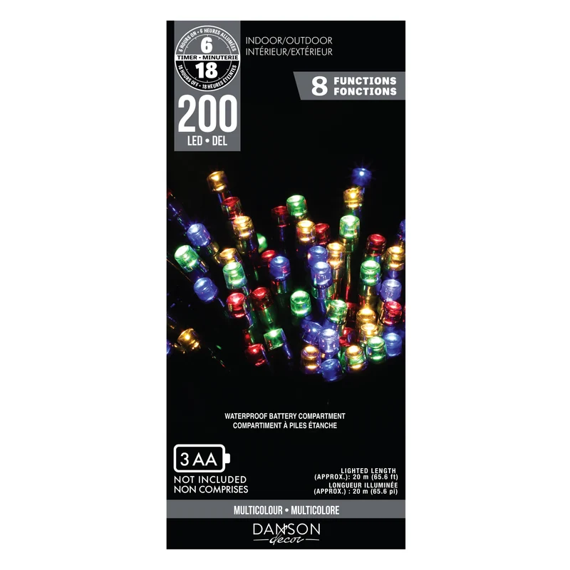 Guirlande de 200 lumières DEL multicolores