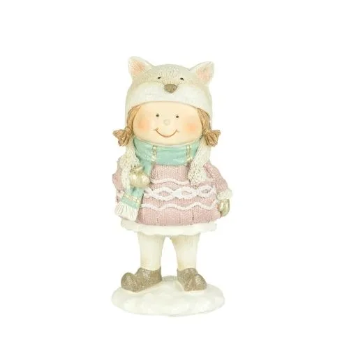 Figurine enfant d’hiver avec chapeau chat