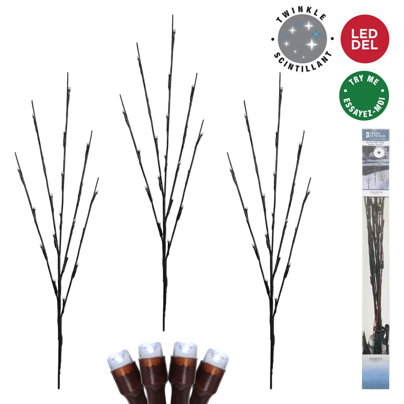 Ensemble de 3 branches lumineuses blanc pur