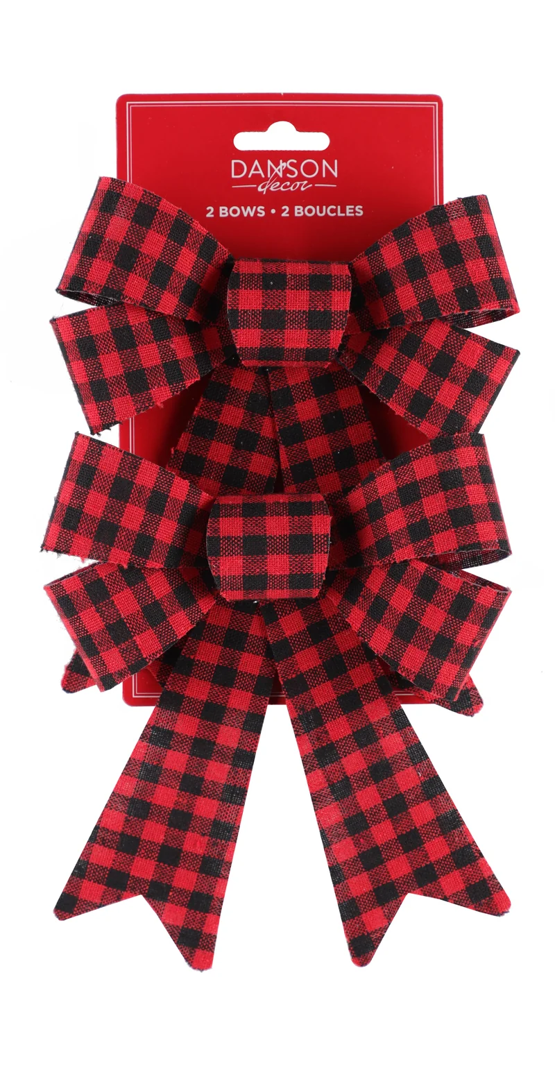 Ensemble de 2 boucles décoratives rouge et noir à carreaux