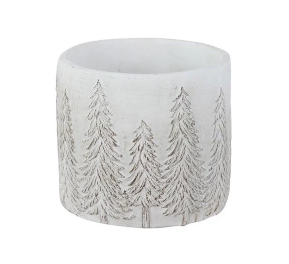 Cache-pot blanc avec motifs de Sapins stylisés