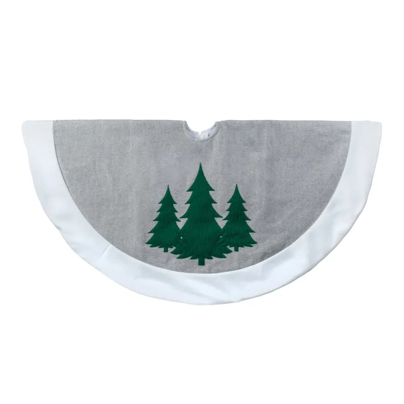 Cache-pied de sapin en tissu gris et blanc