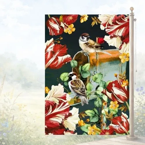 Drapeau décoratif "Tulipes couleurs chatoyantes"