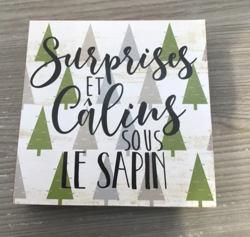 Bloc de bois avec pensée de Noël