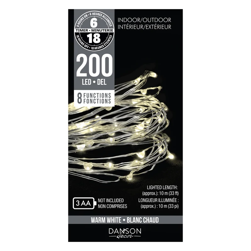 Guirlande de 200 micro-lumières DEL blanc chaud