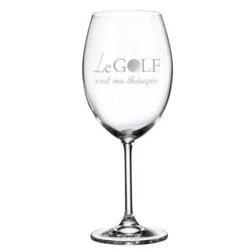 Coupe de vin "Le golf, c'est ma thérapie"