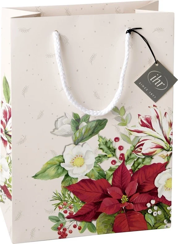 Sac cadeau – Poinsettia et fleurs festives