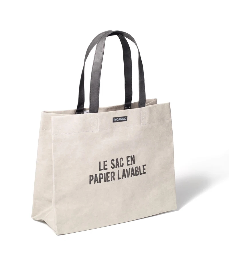 Sac d'épicerie en papier lavable gris Ricardo