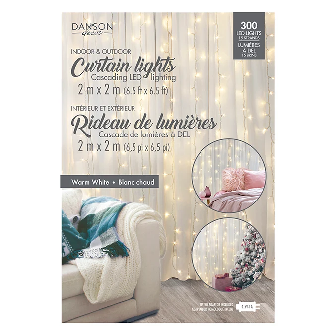 Rideau de 300 lumières blanc chaud